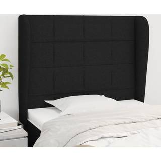 sengegavl med kanter 103x23x118/128 cm stof sort