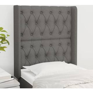 Sengegavl Med Kanter 83X16X78/128 Cm Stof Mørkegrå - 83 x 16 x 118/128 cm