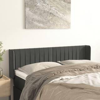 sengegavl med kanter 147x16x78/88 cm fløjl mørkegrå