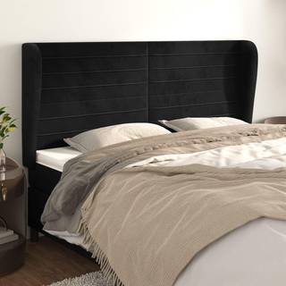 sengegavl med kanter 203x23x118/128 cm fløjl sort