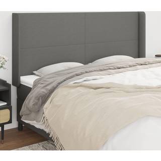 Sengegavl Med Kanter 83X16X78/128 Cm Stof - Mørkegrå / 203 x 16 x 118/128 cm