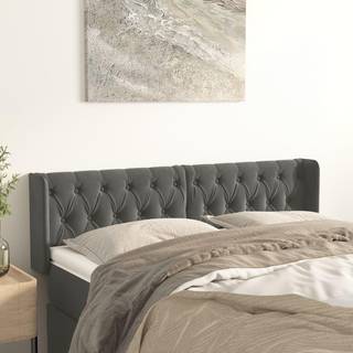 sengegavl med kanter 147x16x78/88 cm fløjl mørkegrå