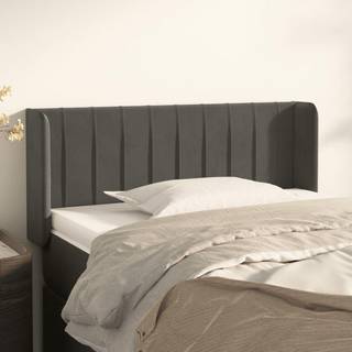 sengegavl med kanter 83x16x78/88 cm fløjl mørkegrå