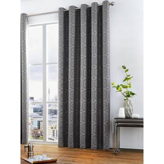 Curtina Curtina Grey Camberwell Geo Lined Eyelet Curtains