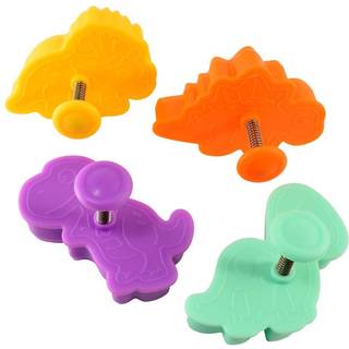 R&M dinosaur cookie stamper baby dinosaur stamper t-rex stegosaurus triceratops brontosaurus 2 tommer 4 stykke s?t forskellige farver