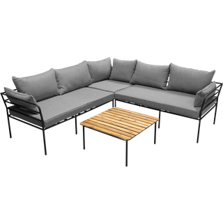 Venture Design Penh sofagruppe Acacia/sort med grå hynde 2st 2-personers ende, hjørne & bord 65x65 cm