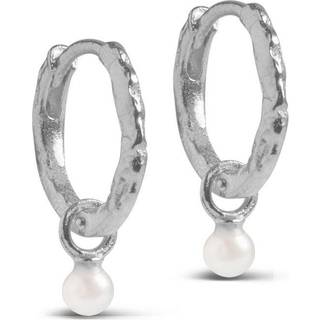Enamel - Belle Pearl Hoops i blank sølv med perler