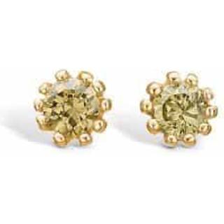 Blossom Copenhagen 9 kt guld ørestikker med olivengrøn kubisk zirkonia