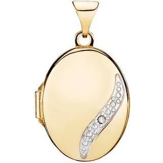 Lund Copenhagen Medaljon 14 Karat Guld Vedhæng med Diamant 0,005 Carat W/SI