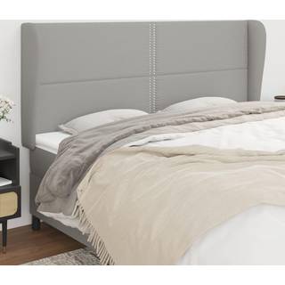 Sengegavl Med Kanter Stof Lysegrå - 203 x 23 x 118/128 cm