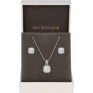 Jon Richard Jon Richard Clear Crystal Square Drop Matching Sæt i en gaveæske