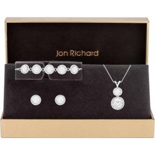 Jon Richard Jon Richard Silver Tone Crystal Halo Double Solitaire Trio Set