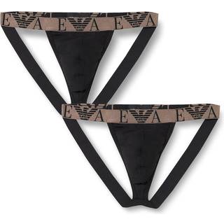 Armani Cotton Knit Jockstrap 2-pak - Black - X-Large