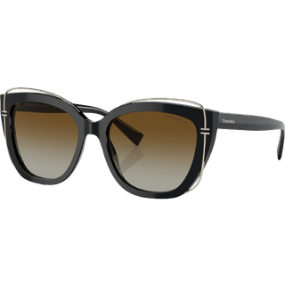 Tiffany Kvinde TF4148 8364T5 Solbriller Acetat Sort Brun Cat Eye Polariseret Skygge
