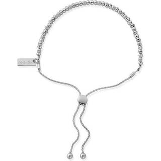 ChloBo Silver Dainty Bead Adjustable Pull Bracelet - Silver - 18cm