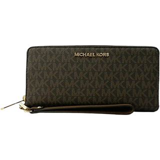 MK Jet Set Travel Large Logo Continental Wristlet - Brown - Michael Kors - ONE SIZE