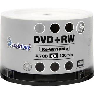 50 Pack SmartBuy Blank DVD+RW 4X 4,7 GB 120min Branded Logo Omskrives DVD Media Disc