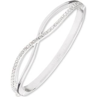 Anne Klein Silver Tone Crystal Crossover Hinged Bangle - J7893