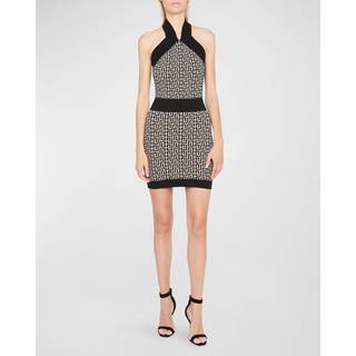Balmain Monogram halter-neck minidress - black - M