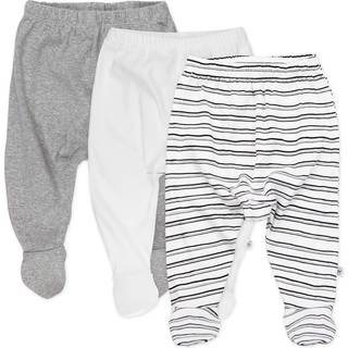 Honestbaby Unisex Baby 3-Pack Footed Roily Fit Pull på bunden 100% Organisk bomuld til spædbarn drenge piger bukser Sketchy Stripe 6-9 måneder os
