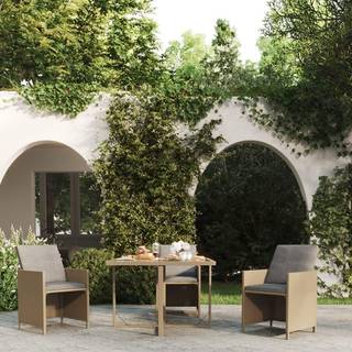havebord 109x107x74 cm polyrattan og glas beige