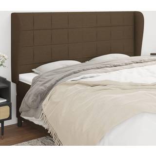 Sengegavl Med Kanter Stof - Mørkebrun / 183 x 23 x 118/128 cm