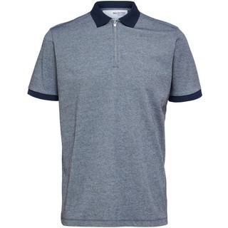Selected Fave Zip Polo SS Sky Captain Melange
