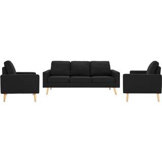 sofasæt 3 dele stof sort