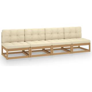 4-personers sofa med hynder massivt fyrretræ