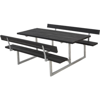 Plus Basic bord-bænkesæt m. ryglæn, ReTex, Sort