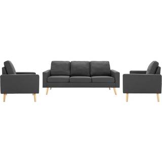 sofasæt 3 dele stof mørkegrå