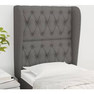 Sengegavl Med Kanter Stof Mørkegrå - 83 x 23 x 118/128 cm