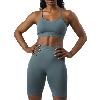Define Seamless Logo Strappy Sports Bra Jungle Green