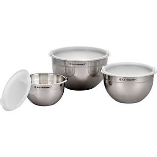 Le creuset s?t med 3 indlejrede blandesk?le m/ikke -slip silikone base & plastik luft stramme l?g store rustfrit st?l