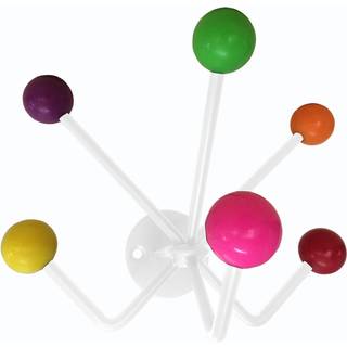 Knagerække 6 kroge-hvid, multi
