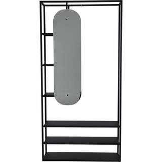 Classe garderobestativ med hylder og spejl 200x100x30cm sort