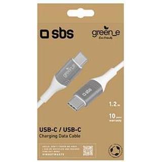 SBS x GREEN_E USB-C til USB-C Kabel 30W m. Genbrugssæt - 1.5 m - Hvid