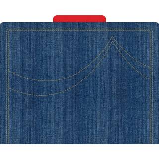 Barker Creek Designer File-mapper s?t med 12 denimikoniske denimm?nster p? den udvendige livlige r?d p? det indvendige bogstavst?rrelse 1/3 klipp