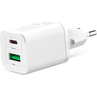 XO Vægoplader QC3.0 PD 30W med 1xUSB og 1xUSB-C - Hvid