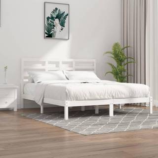 sengeramme 200x200 cm massivt træ hvid