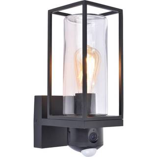 LUTEC connect FLAIR udendørs væglampe med kamera og sensor, H32,6 cm, E27, sort