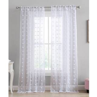 Laura Ashley Drizzle Sheer Gardiner med stanglomme hvert panel m?ler 38 """" W x 84 """" L hvide 2 paneler