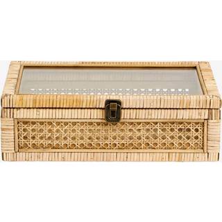 CASE - Skrin m. Glaslåg - Rattan - B:24xL:37xH:11cm