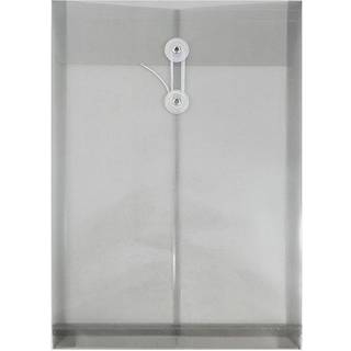 Jampapirplastkonvolutter med knap og streng slips Lukning - Legal ?ben ende - 9 3/4 x 14 1/2 - R?ggr? - 12/pakke