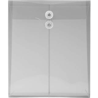 Jampapirplastkonvolutter med knap og streng slips Lukning - Brev ?ben ende - 9 3/4 x 11 3/4 - R?ggr? - 12/pakke