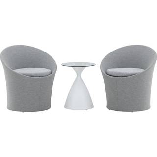Venture Design Spoga cafésæt Grå med hvid hynde 2 lænestole & bord 40 cm