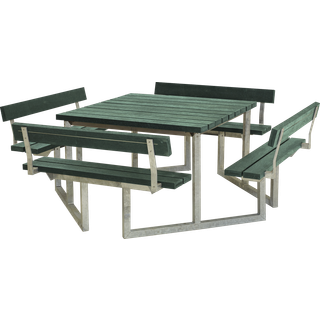 PLUS Twist bord/bænkesæt med 4 ryglæn, ReTex, grøn, 227 cm