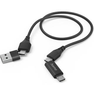 Hama 4in1 USB A/USB C USB C Micro-USB B Sort