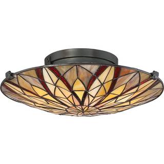 QUOIZEL Tiffany loftslampe Victory, dæmpbar, Multifarvet, Stue/spisestue, Glas, Tiffany