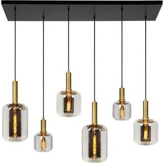 Joanet hængelampe, røget grå/sort, glas, 132 cm lang